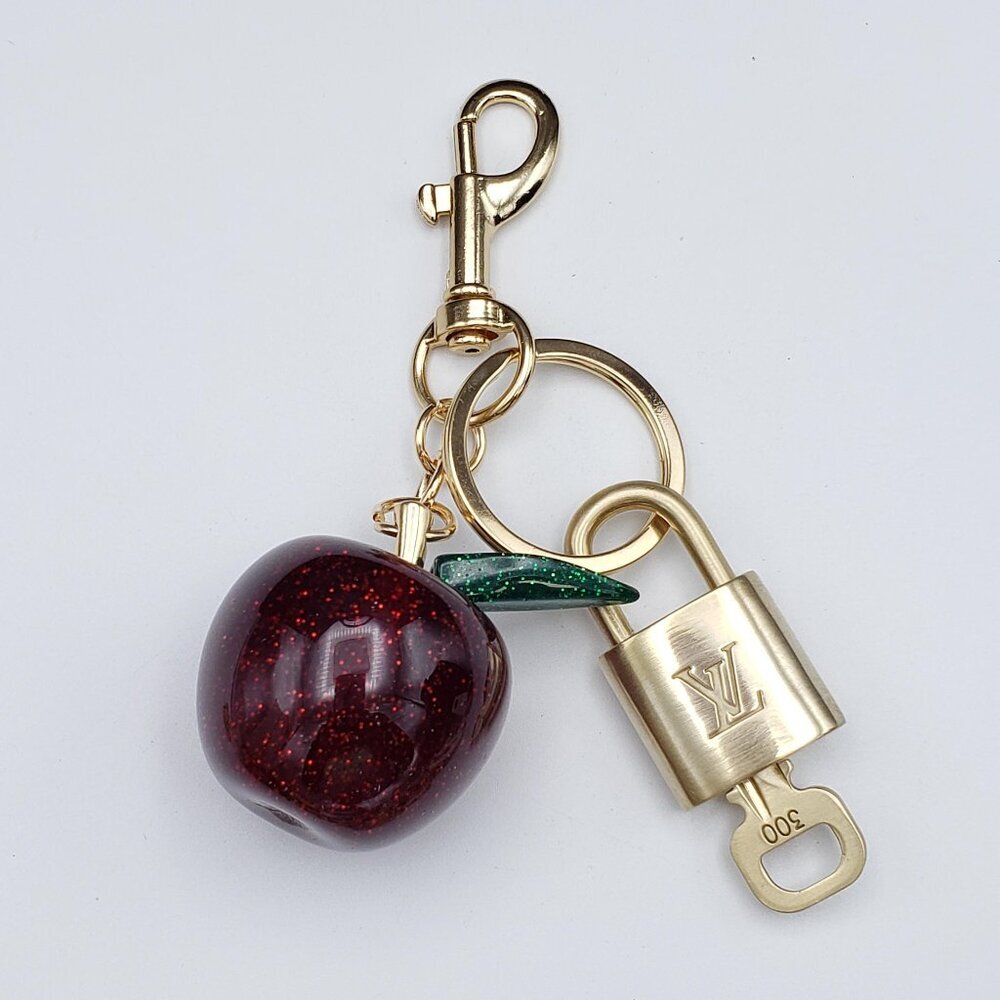 Authentic Louis Vuitton Lock & Key with Unbranded Apple Charm, Keychain